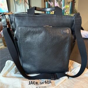 Jack Spade Black Textured Messenger/tote Bag